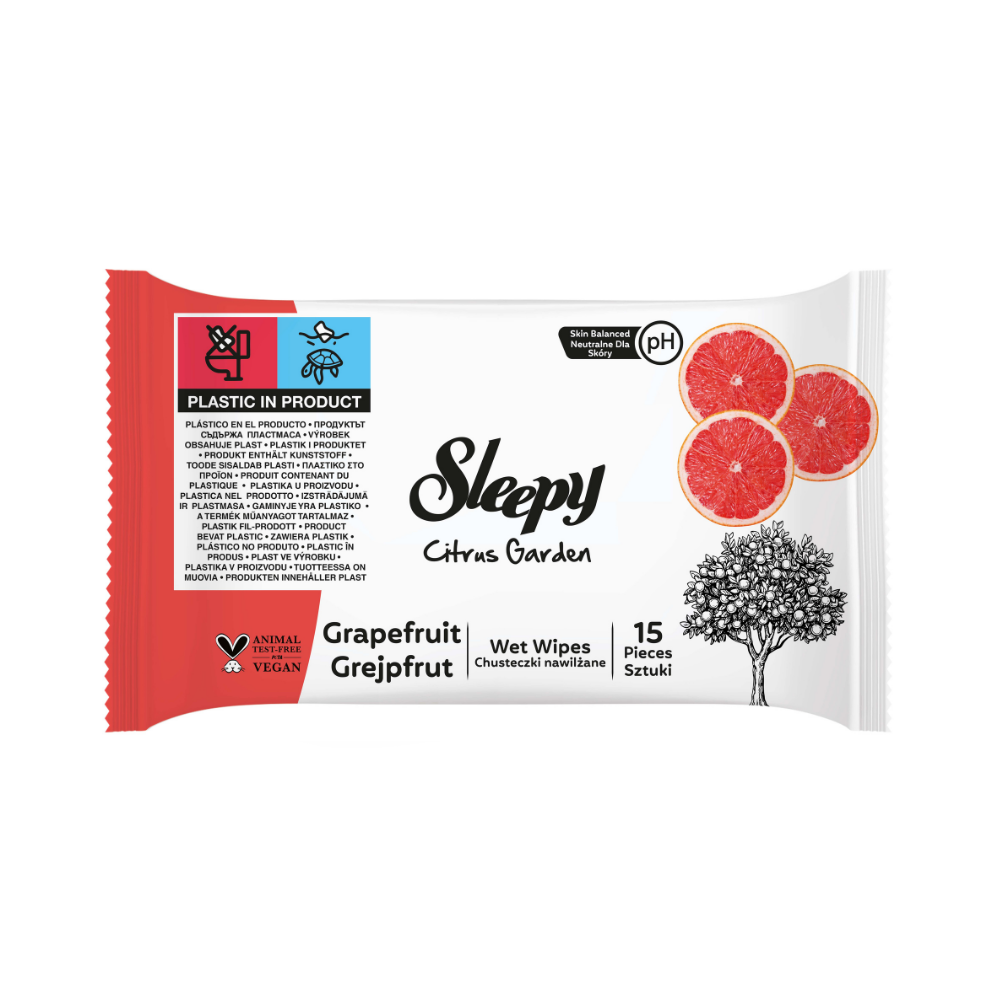 Sleepy Citrus Garden Travel Wipes 15ct