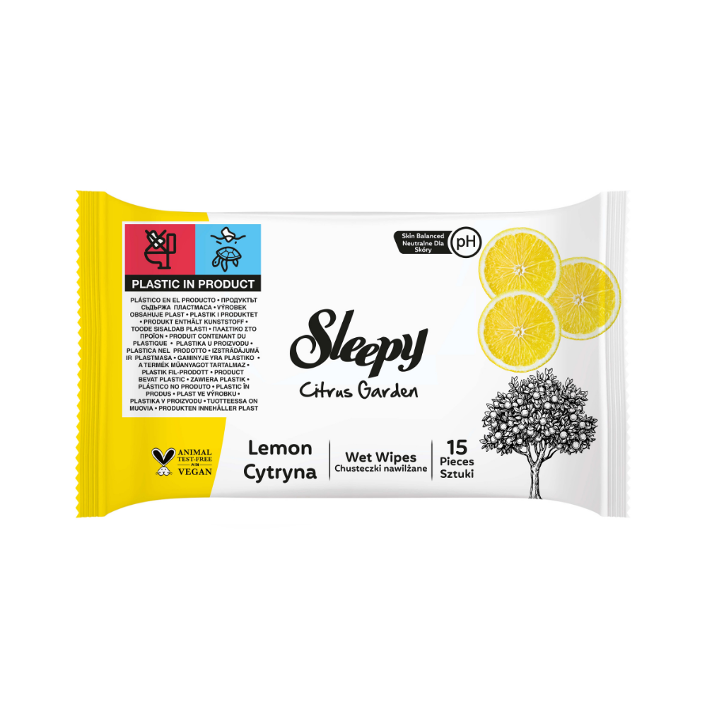 Sleepy Citrus Garden Travel Wipes 15ct